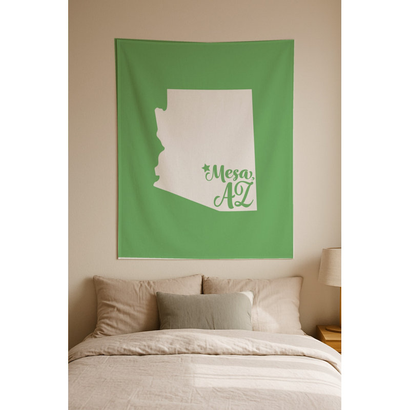 Home Sweet Mesa — Silhouette de l'État de l'Arizona — Tapisserie murale intérieure (portrait), H 36 po x l 26 po