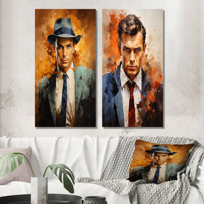 Popart Sinatra In Sapphire - Abstract Popart Wall Decor Set Of 2