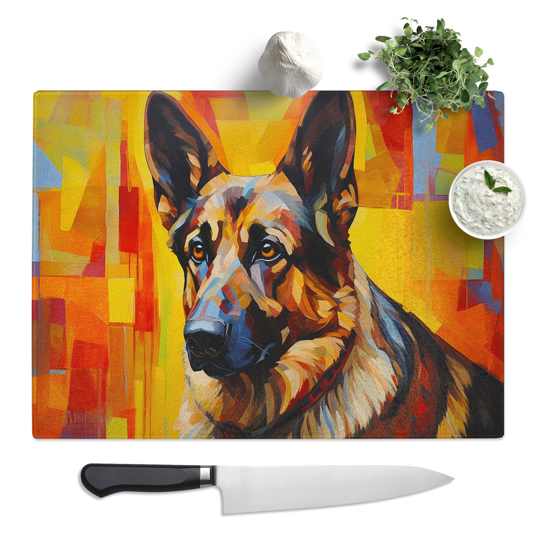 German Shepherd Contemporary  Glass Chopping Board