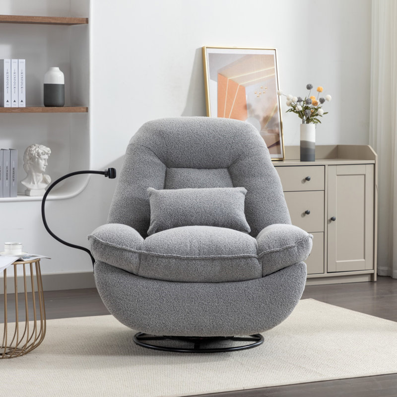 Antwonn 100cm Wide Swivel Standard Recliner, Light Grey