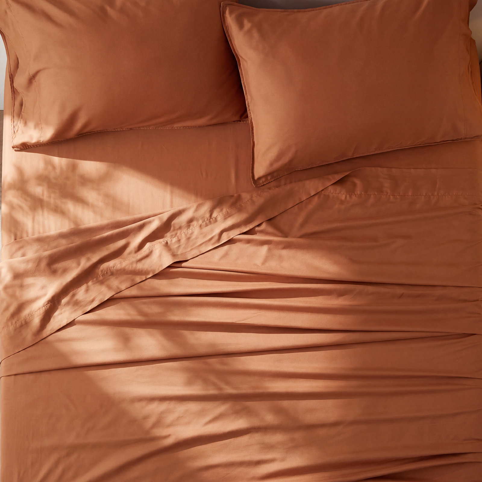 Bedsure Lyocell Cotton Breathable Eucalyptus Sheet Set, King Sheet Set with 1Fitted Sheet and 2Pillowcases, Terracotta