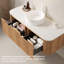 Ensemble de meuble-lavabo mural 48 po à bords arrondis avec lavabo et 2 tiroirs, lavabo rond en céramique blanc sans robinet, grain de bois-1655466430