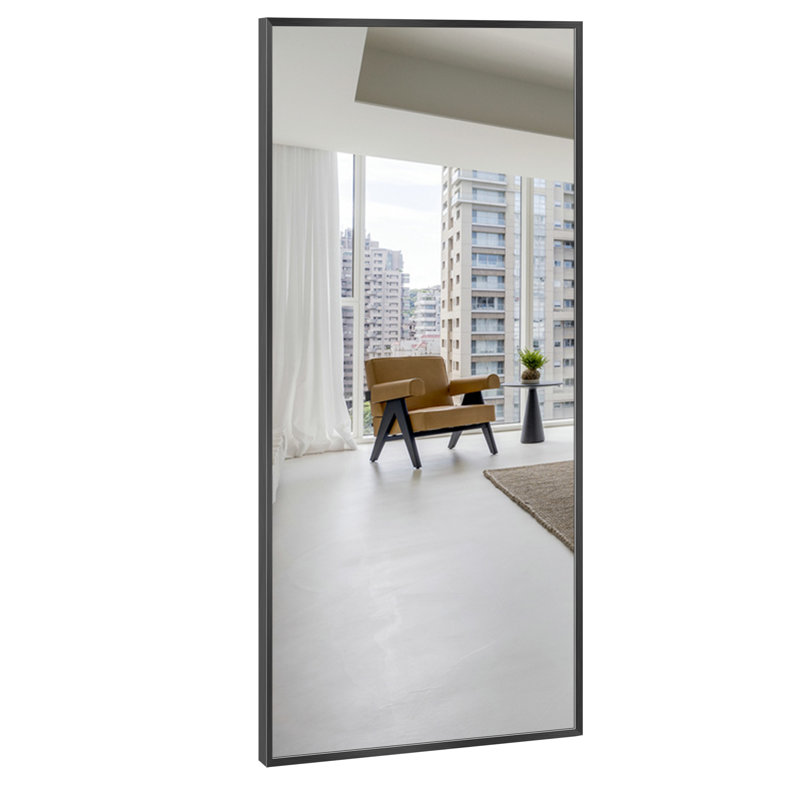 Talma Wood Flat Mirror, 71" H x 32" W, Black