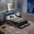 Upholstered Bed Frame with 2 Storage Drawers, Modern Full Platform Bed with Charging Station & LED Light, No Spring Box Needed-712856581