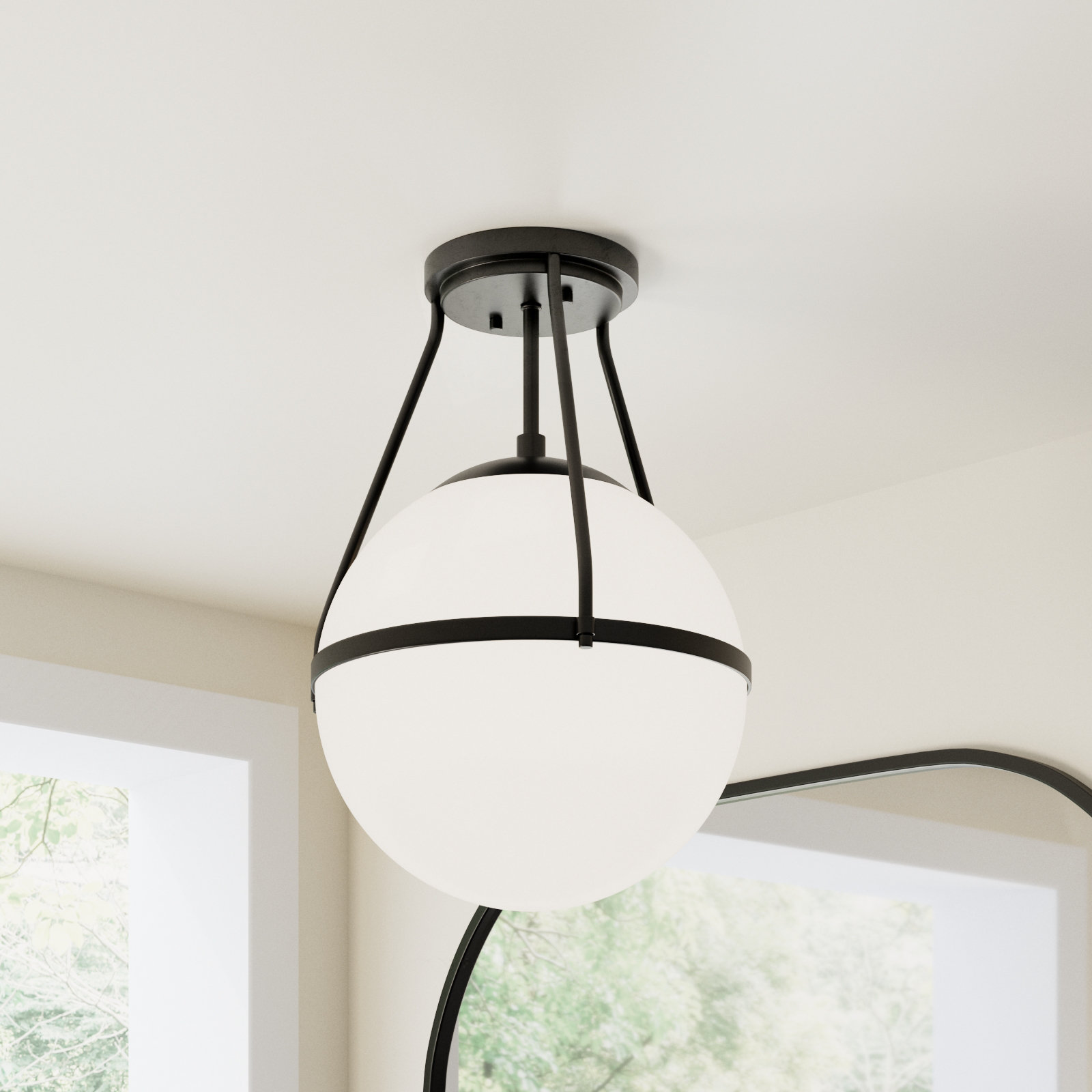 Amirah Single Light Semi Flush Mount, Matte Black