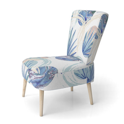 Chaise d'appoint rembourrée à motif géométrique fleur mauve