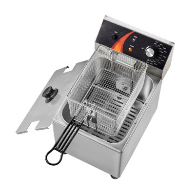 Commercial Electric Deep Fryer Countertop Stainless Steel 12Qt 1750W Heavy Duty Restaurant Kitchen Equipment