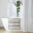 Woven Texture Stripe Bath Rug With Non-Skid Backing