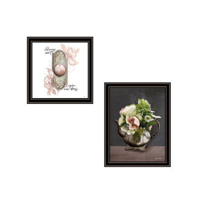 Art mural vintage encadré vignette 2 pièces pour théière et bouton de porte Vintage par Fenway