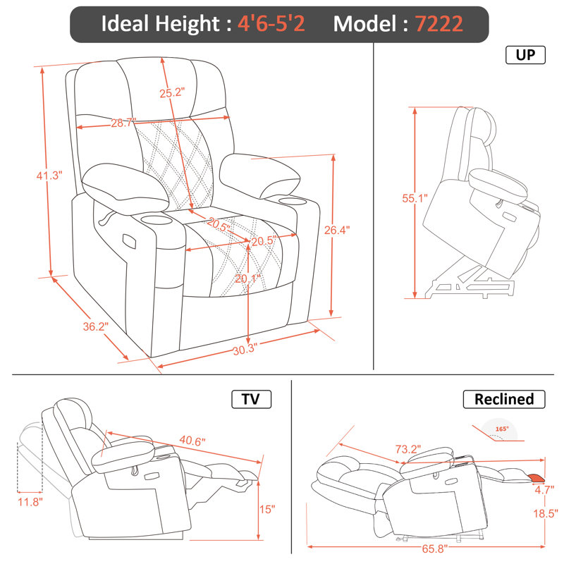 Small Dual Motor Power Recliner Lift Chair with Massage and Dual Heating, Adjustable Headrest, Extended Footrest, Fabric Upholstered