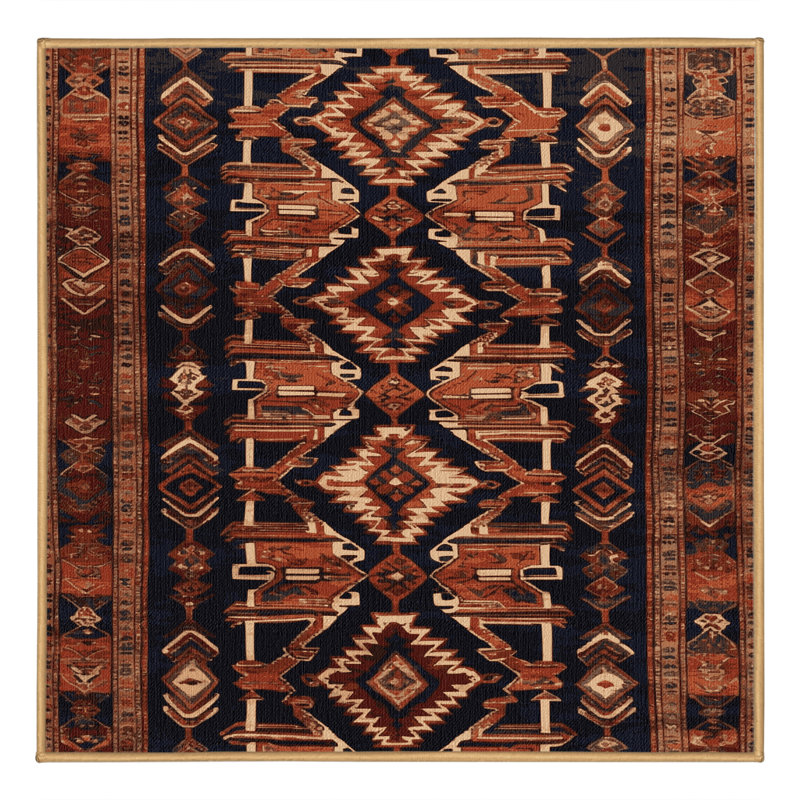 Machine Washable Persian Brown Area Rug, Square 5'