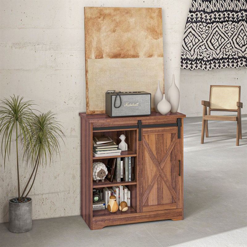 Charming Rustic Buffet Cabinet with Versatile Storage Options, Brown