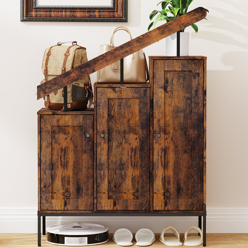 Armoire de rangement pour chaussures avec 3 tiroirs, armoire en forme de marche avec tablettes réglables et rangement ouvert