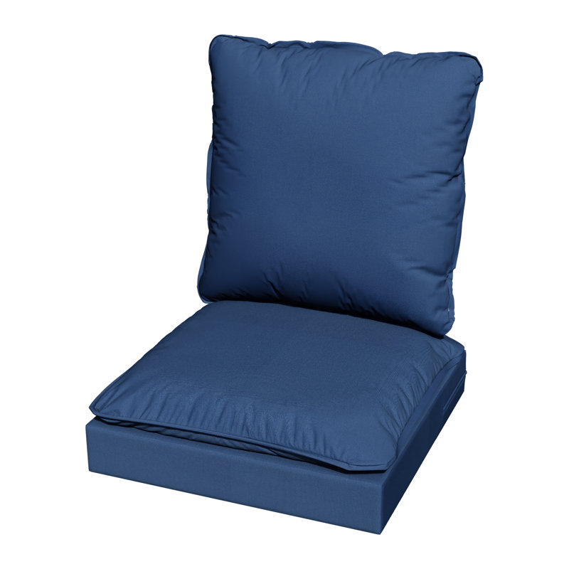 Eco-Friendly All-Weather Outdoor Cushions, UV-Proof Olefin Fabric for Patio Furniture, Blue, Dark Blue, 2