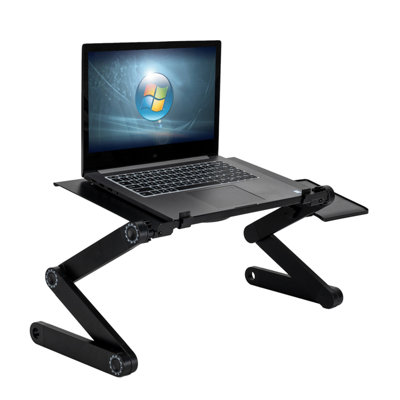 Table pliante portative à 360 degrés avec ventilateur et souris noire