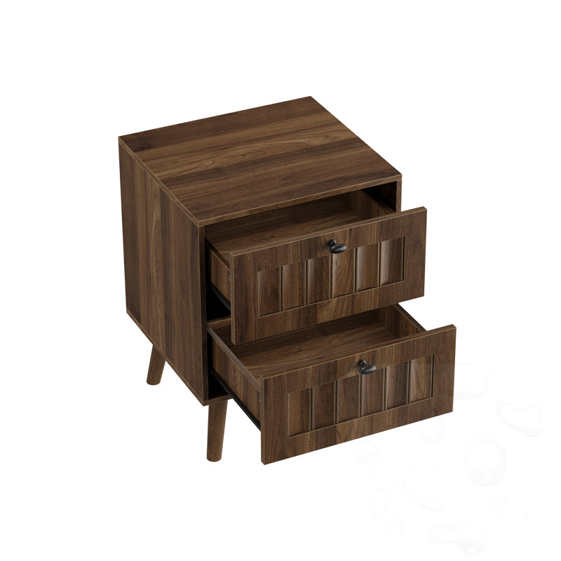 Table de chevet en bois avec 2 tiroirs (ensemble de 2)