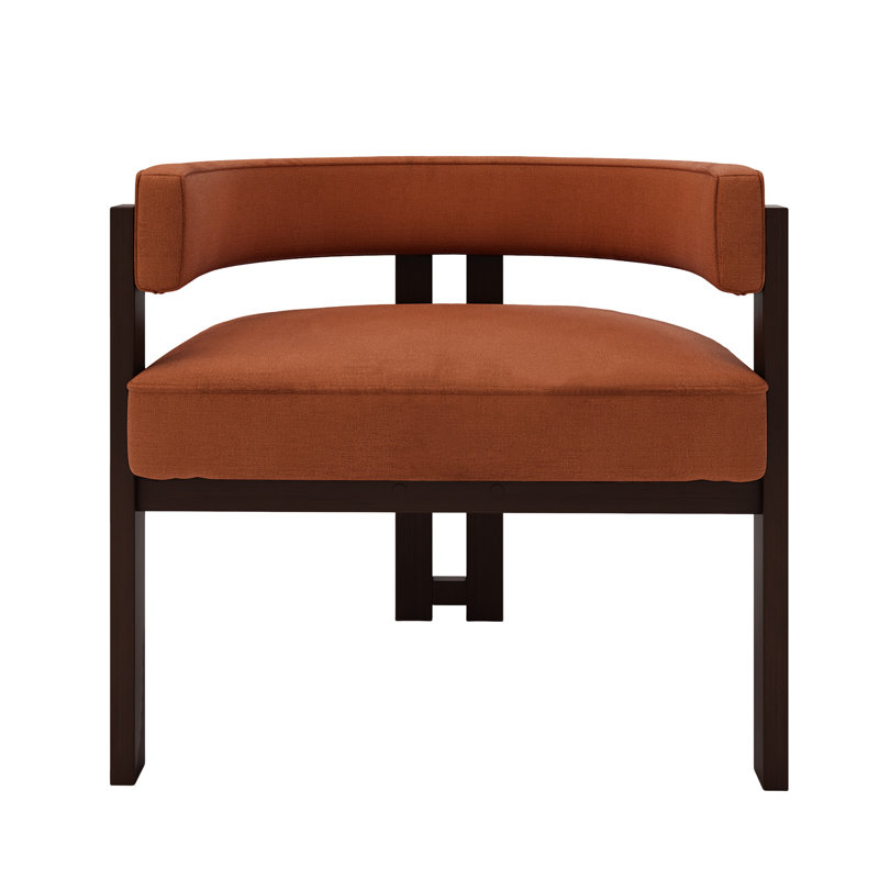 Fauteuil ouvert à dossier ouvert, tissu chenille et élégant, orange, 3 pieds, avec revêtement confortable pour la salle à manger