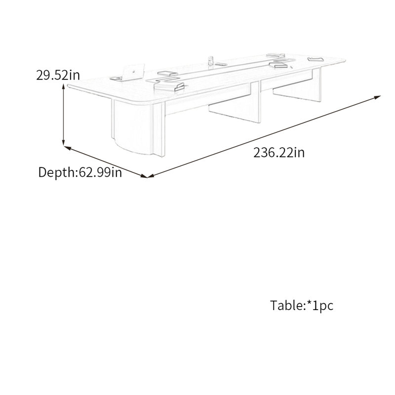 Table de conférence Sleek, H 29,52 po x L 236,22 po x l 62,99 po