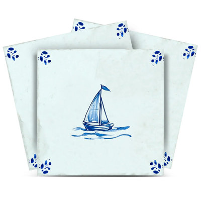 5" x 5" Boat Vinyl Peel and Stick Mosaic Tile (Set of 24)