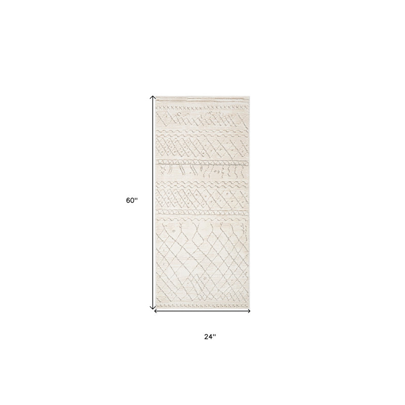 2' X 5' Grey and Beige Abstract Distressed Area Rug