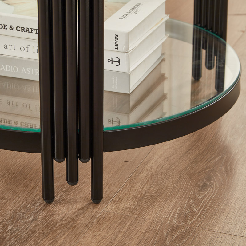Table d'appoint avec pieds en verre Harp-Style, Noir