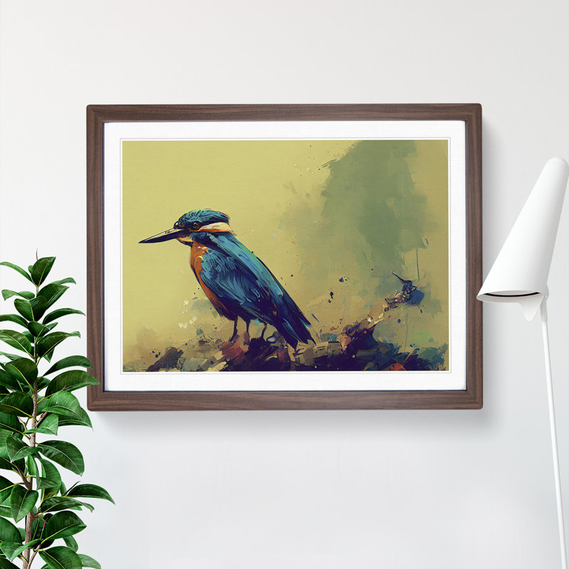 Kingfisher Bird Vol.8 - Framed Print, 34cm H x 46cm W x 2cm D, Walnut