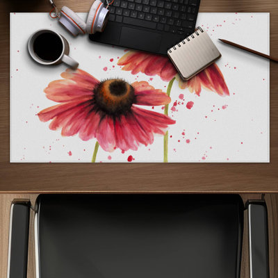 Two pink daisies - 14.00"x24.25" Desk mat