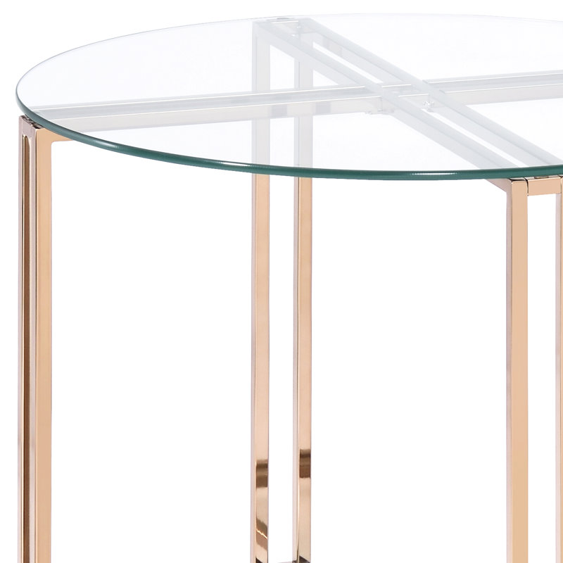 Table avec surface en verre transparent et structure en métal stable - Design chic et fonctionnel