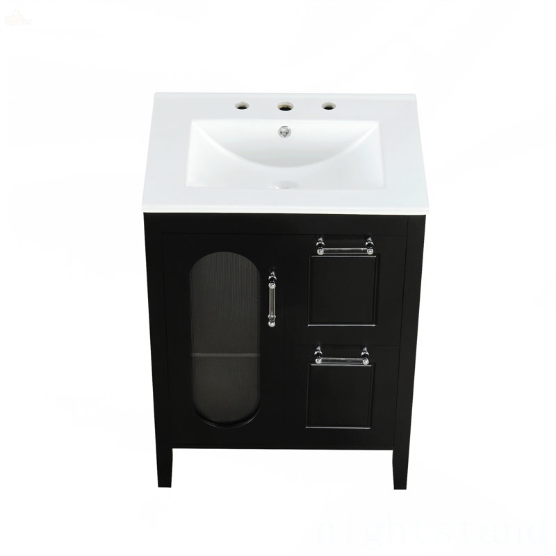 Meuble-lavabo 24 po avec lavabo, Noir