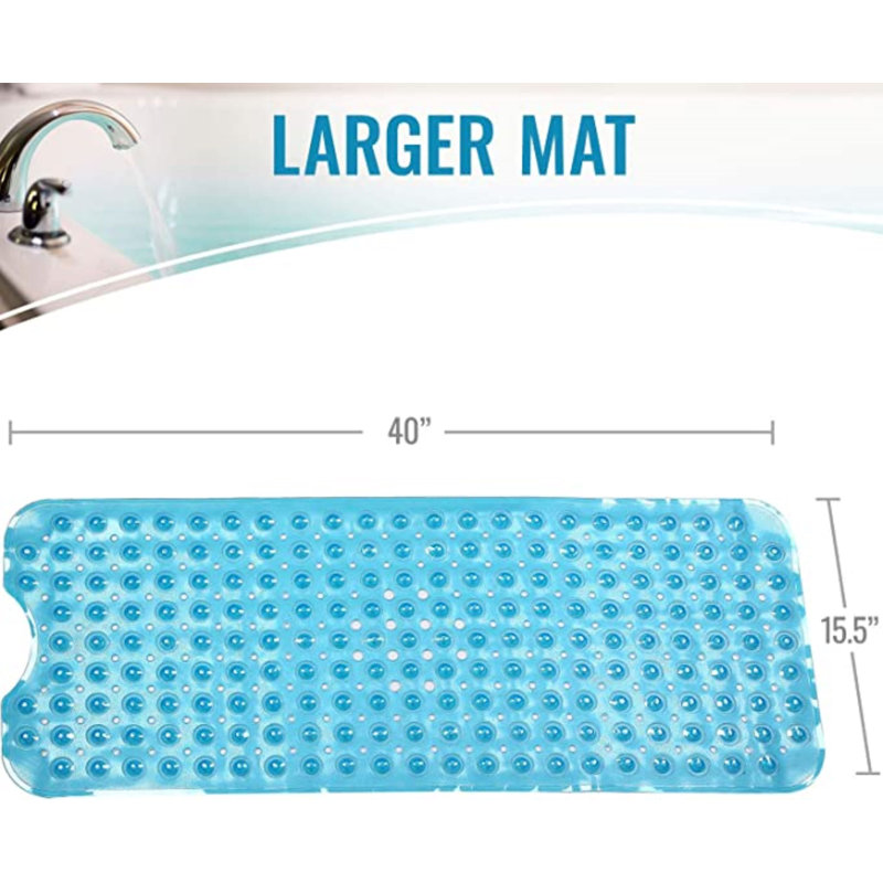 Keesha Plastic / Acrylic Non-Slip Bath Mat, 38cm Width X 70cm Length, Light Blue