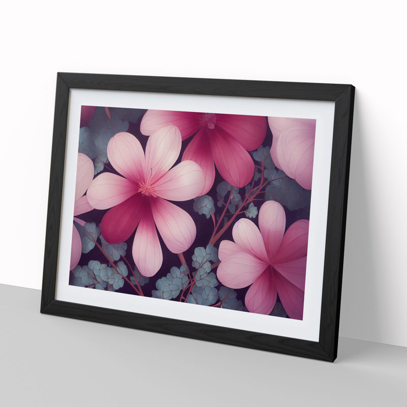 Vibrant Flowers - Framed Print, Black, 46cm H x 64cm W x 2cm D