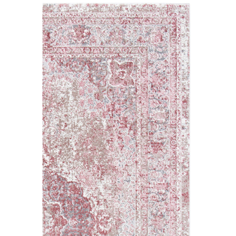 Adams Oriental Rose/Ivory Area Rug, Runner 2' x 10'