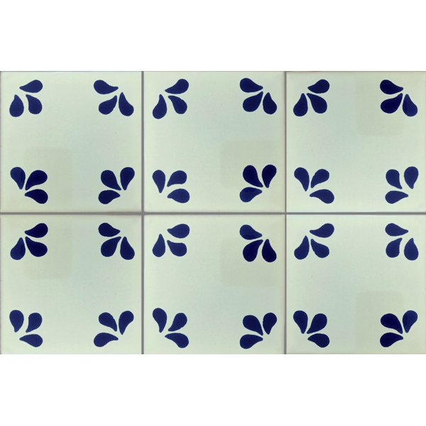 4.2" x 4.2" 9pcs TalaMex Tuliman Mexican Clay Tile Handmade Talavera Backsplash Mosaic