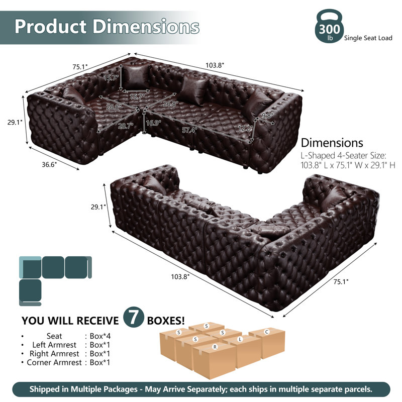 Canapé modulaire en cuir synthétique 103,8