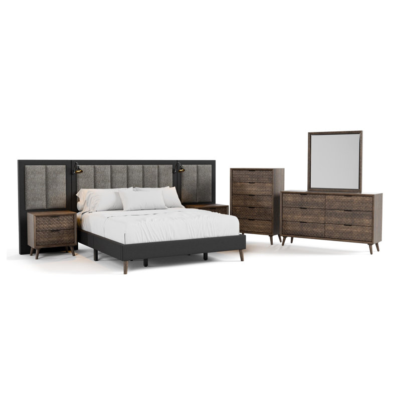 Ensemble de chambre à coucher 6 pièces Coleford Concepcion, Grand