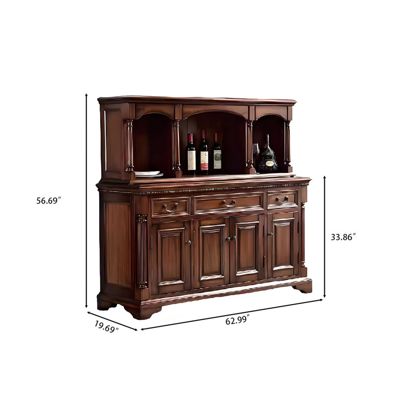 Armoire latérale de rangement en bois massif brun de style américain 62,99 "