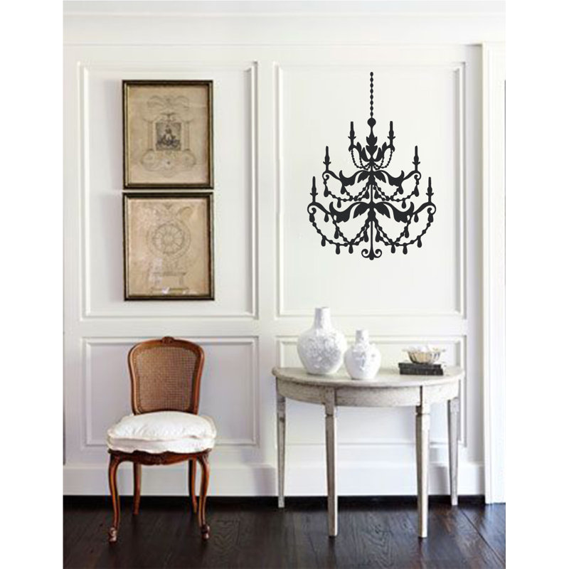 Décalcomanie murale lustre française, Noir, H 24 po x l 16 po x P 0,01 po