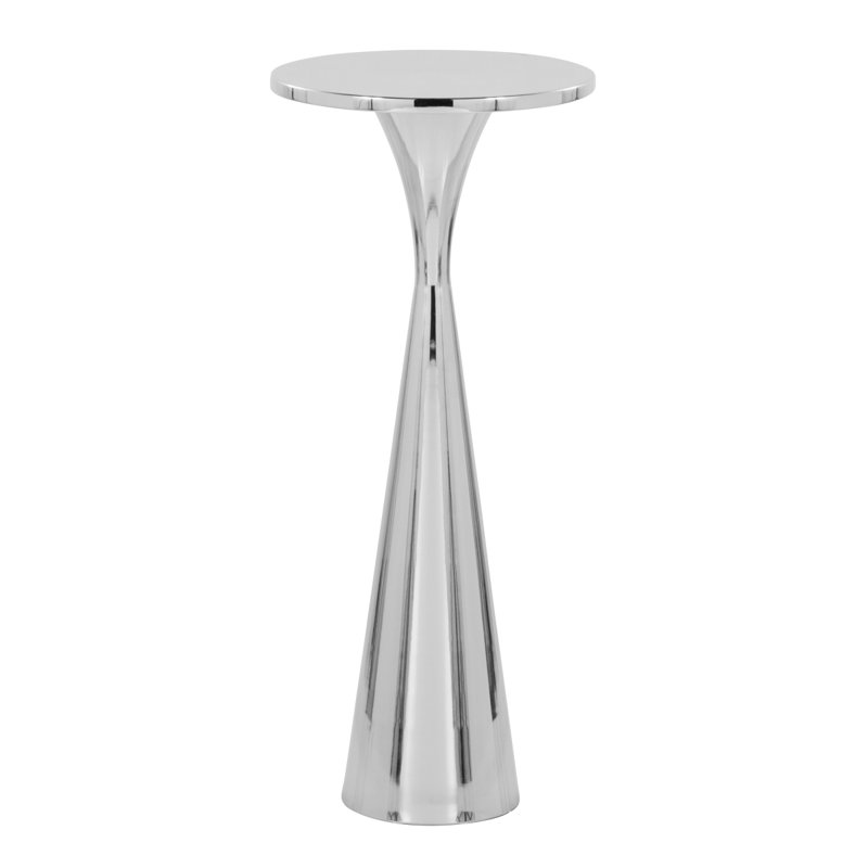 Table d'appoint contemporaine en métal de 56 cm (22 po) en nickel poli