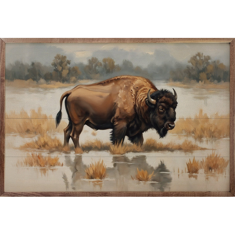 Bison in Water, 10" H x 16" W