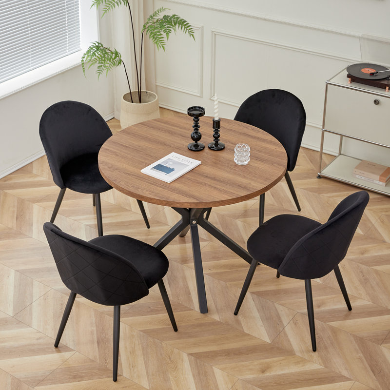 Adebola 43cm H Upholstered Metal Side Chair, Black
