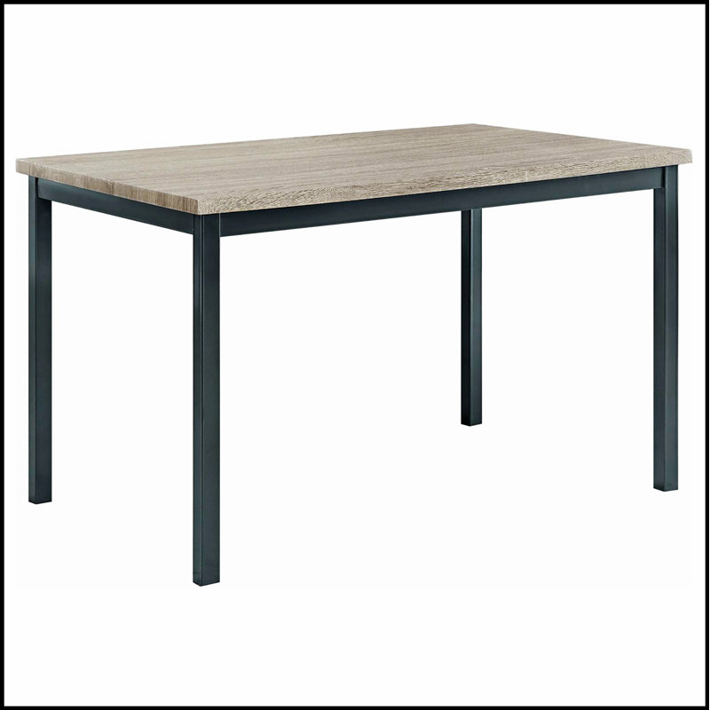 Table de salle à manger rectangulaire grise et noire avec finition thermolaquée durable, parfaite pour les intérieurs modernes et industriels.