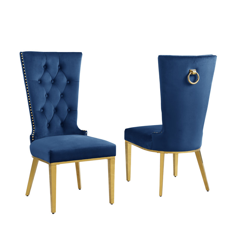 Chaise d'appoint Princeton, Bleu marine, Or