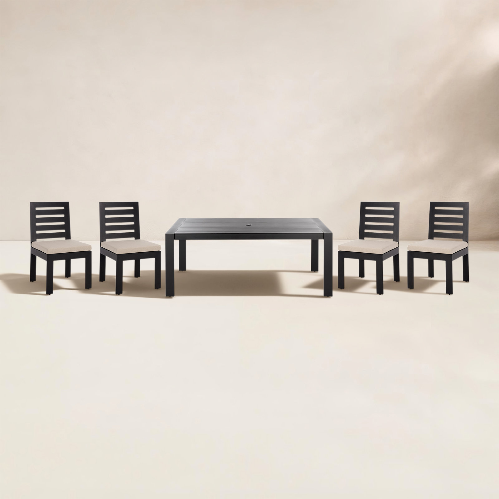 Dwyer 37" Patio Dining Set, Black