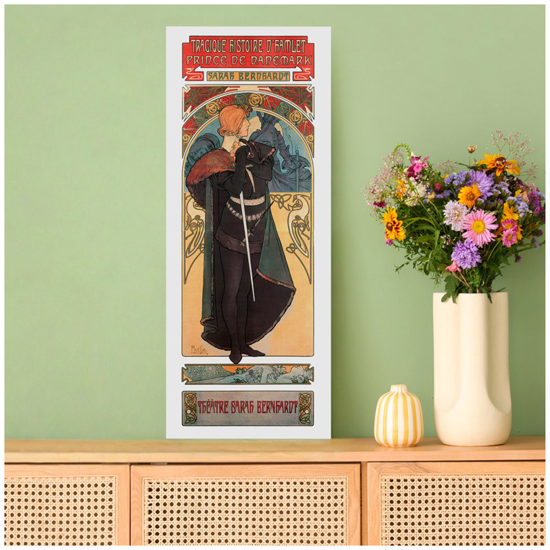 Hamlet (Sarah Bernhardt) 1899 par Alphonse Mucha, art mural pour décorations pour bureau à domicile, estampe numérique sur toile 30 x 12 pouces