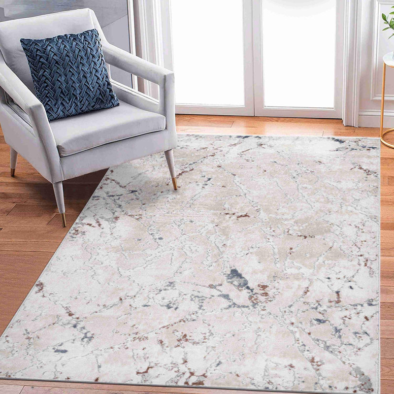 Contemporary Trendy Area Rug, Rectangle 6'7" x 7'9"