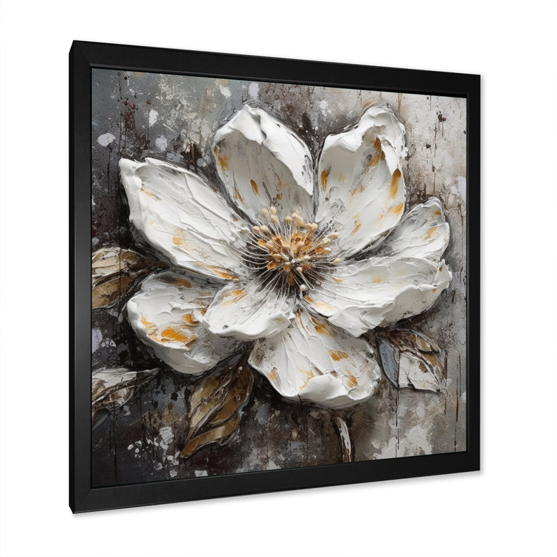 Ronn Melody of Daisy White and Black II sur toile, Cadre photo noir, H 16 po x l 16 po x P 1 po