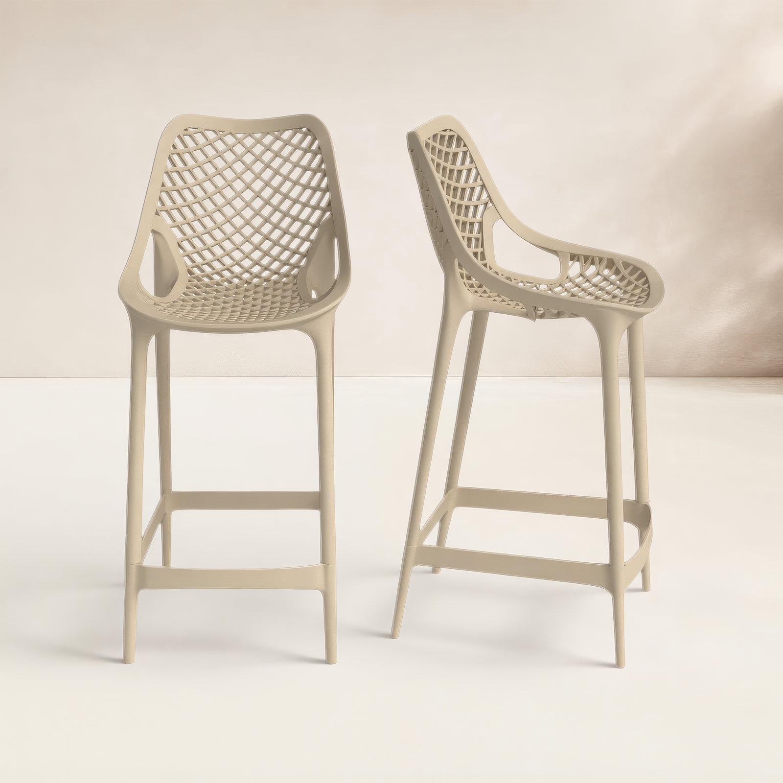 Farrah Patio Bar Stool, Taupe, 25.6"
