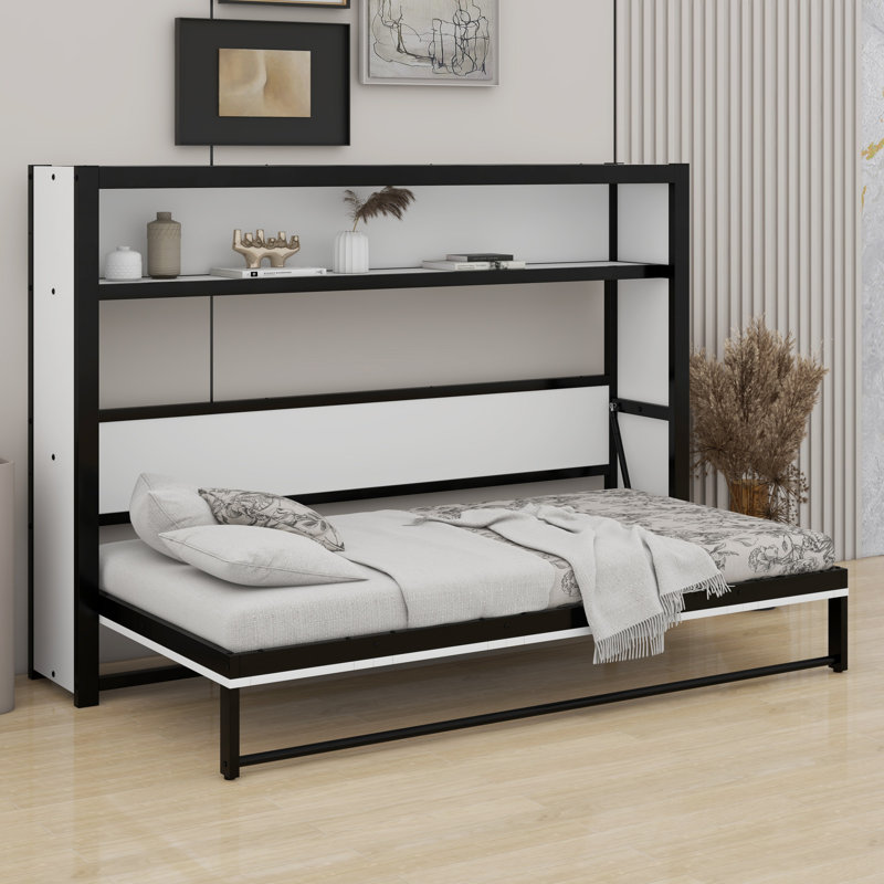 Lit escamotable avec tablettes Murphy, Blanc