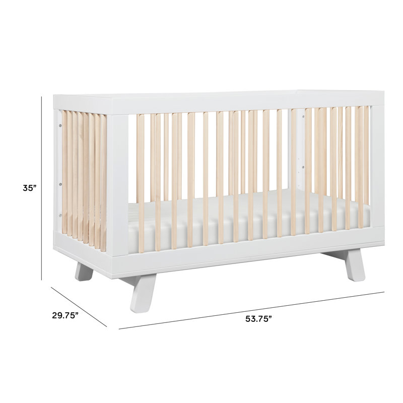 Hudson 3-in-1 Convertible Crib, White/Washed Natural