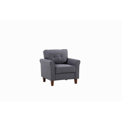 Fauteuil d'appoint gris foncé, fauteuil avec accoudoirs et canapé simple rembourré pour la chambre à coucher du salon
